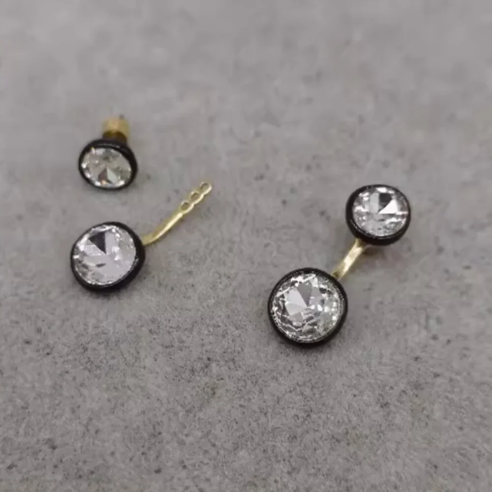 Roxanne Assoulin Enameled Bezel Double Stone Floating Earrings_7
